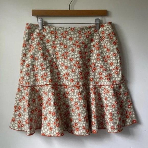 Donna & Toots Floral Flare Skirt with Pockets Orange Tan - Large - Picture 3 of 5